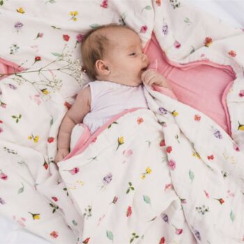 Wildflower Bamboo Organic Cotton Muslin Baby Blanket, 2 of 6