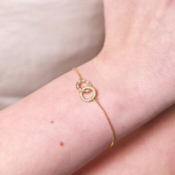 Personalised Interlocking Pearl Crystal Hoops Bracelet, 2 of 6