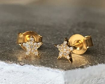 Diamond Studs Star Earrings, 3 of 8