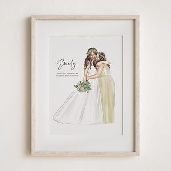 Personalised Bridesmaid Proposal Gift – Hand Drawn Watercolour Portrait Keepsake, 2 of 12