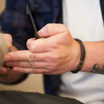 Men's Personalised Leather Stainless Infinity Bracelet, 7 of 11
