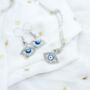 Gold Plated Protection Evil Eye Zircon Drop Earring, thumbnail 3 of 4