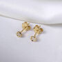 9ct Solid Gold 0.09ct Diamond Round Stud Earrings, thumbnail 2 of 4