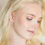 Green Crystal And Pearl Stud Earrings In Gold, thumbnail 4 of 5