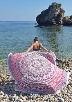 Large Round Ombre Mandala Picnic Blanket, 2 of 5