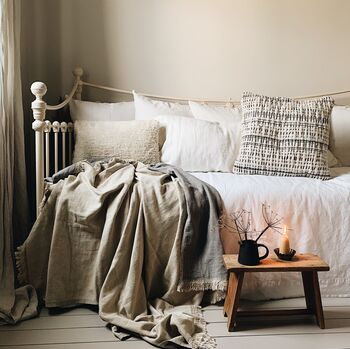 Puglia Cotton And Linen Modern, Double Sided Blanket Mussel Grey, 5 of 12