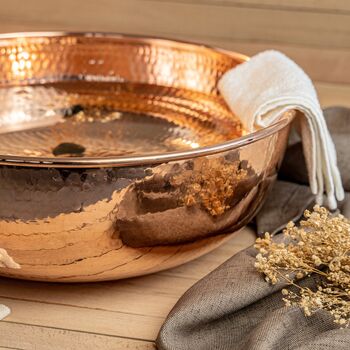 Hammered Copper Pedicure Foot Soaking Bowl, 400 Mm Diameter, 7 of 7