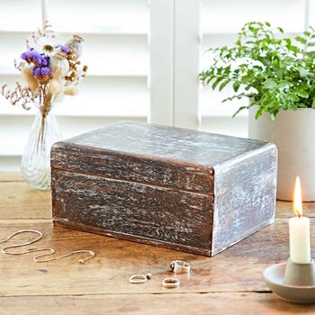 Antique Effect Mango Wood Trinket Box, 3 of 7