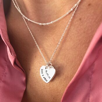 Personalised Double Heart Charm Necklace, 2 of 12
