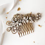 Golden Pearl Filigree Wedding Hair Comb, thumbnail 3 of 4