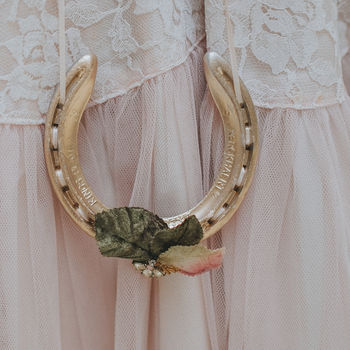 Personalised Summer Leafy Lucky Wedding Horseshoe, 5 of 12