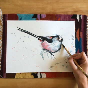 Inky Long Tailed Tit Kraft Postcards, 7 of 12