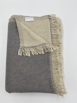 Puglia Cotton And Linen Modern, Double Sided Blanket Mussel Grey, 11 of 12