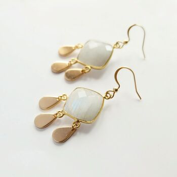 Bohemian Moonstone Dangle Earrings, 2 of 4