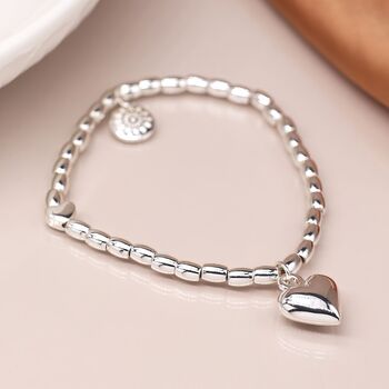 Puff Heart Bracelet With Heart Charm, 4 of 6