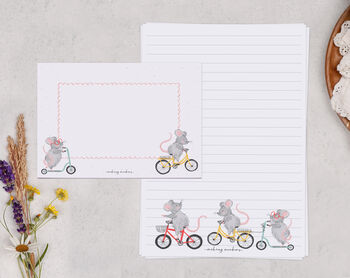 A5 Letter Writing Paper And Envelopes, Pink Mice Design, 5 of 7