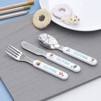 Personalised Kids Metal Cutlery Set, 9 of 12
