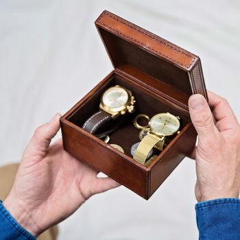 Monogram Leather Cufflink Box, Christening Gift, 10 of 12