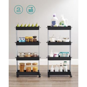 Four Tier Kitchen Storage Trolley Cart Rack Shelf, 6 of 11