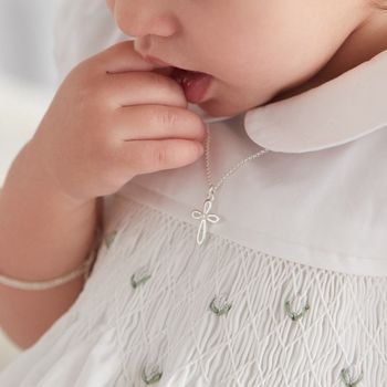 Sterling Silver Pearl First Communion Cross Necklace, 4 of 6
