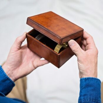 Monogram Leather Cufflink Box, Christening Gift, 9 of 12