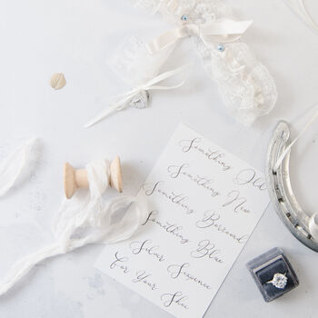 Personalised Tie Style One Size Lace Wedding Garter, 11 of 11