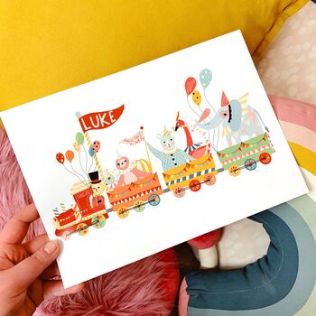 Personalised Circus Train Name Print, 2 of 4