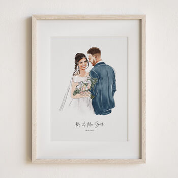 Personalised Wedding Gift – Hand Drawn Anniversary Portrait, 5 of 9