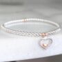 Sterling Silver Heart Stretch Beaded Bracelet, thumbnail 4 of 6