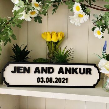 Personalised Wedding Gift Surname Wooden Roadsign, 4 of 12