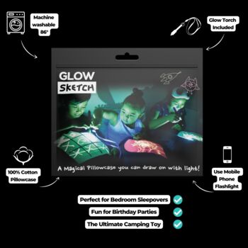 Interactive Glow In The Dark Love Heart Pillowcase, 8 of 8
