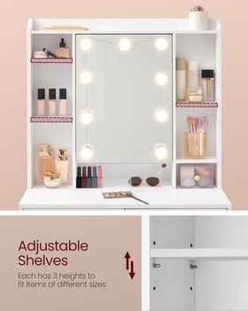 Dressing Table Adjustable Brightness Mirror Makeup Desk, 3 of 6