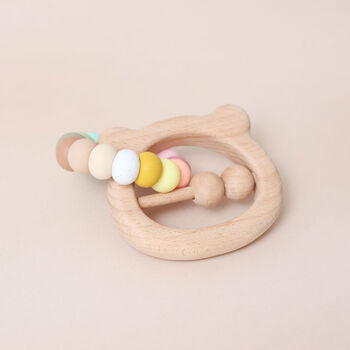 Bear Teether Personalised Silicone And Wood, 5 of 7
