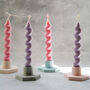 Bespoke Spiral Soy Wax Dinner Candles Set Of Two, thumbnail 2 of 11