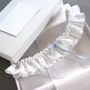 Audrey 'Something Blue' White Wedding Garter, thumbnail 6 of 10