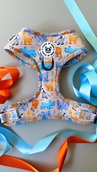 Safari Print Dog Harness Bundle Collar Bow Tie Set, 9 of 12
