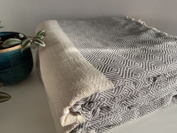 Diamond Design Grey Bedspread, 4 of 8
