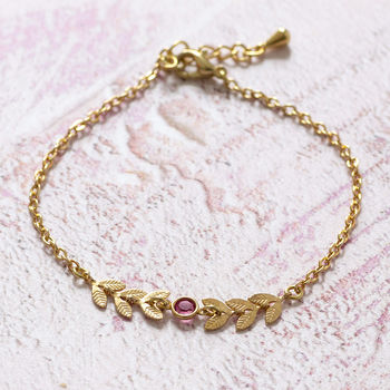 Delicate Gold Or Silver Plated Vine Birthstone Bracelet, 5 of 12
