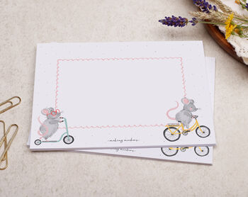 A5 Letter Writing Paper And Envelopes, Pink Mice Design, 3 of 7