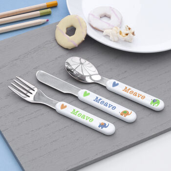 Personalised Kids Metal Cutlery Set, 8 of 12